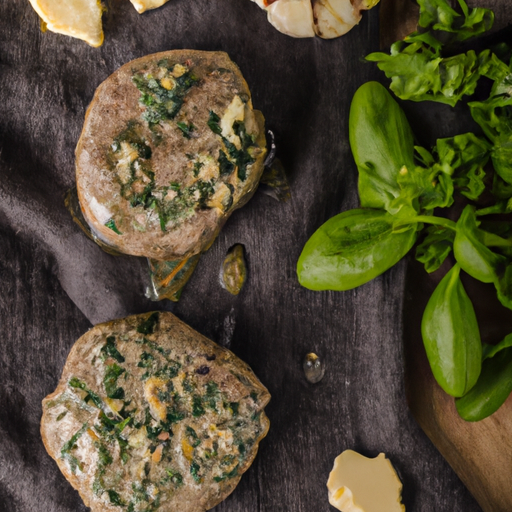 Tender filet mignon topped with garlic butter, garnished with fresh herbs